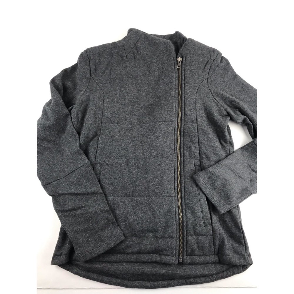 Garnet Hill Moto Sweatshirt Jacket Charcoal 4 XS S